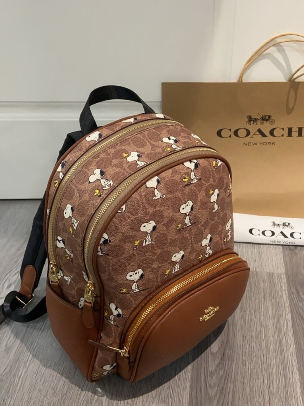 ⭐Coach X Peanuts Snoopy Print Signature Backpack